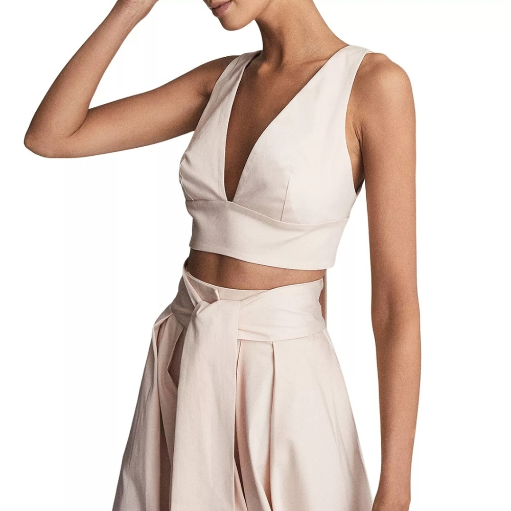 TAMMI CROP TOP WITH BOW DETAIL - Reiss- Size 4 UK Size 0 US